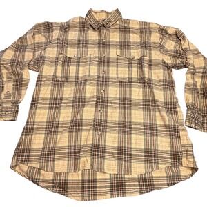 READ Willis & Geiger  Men's Button Front Shirt Herringbone Plaid Large Wool